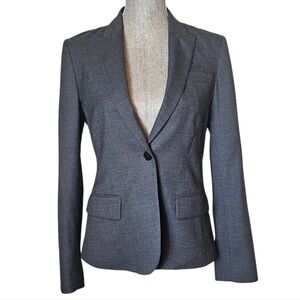 Theory Tailored Single-Button Blazer Women's Size 8 Gray Professional Wool Blend